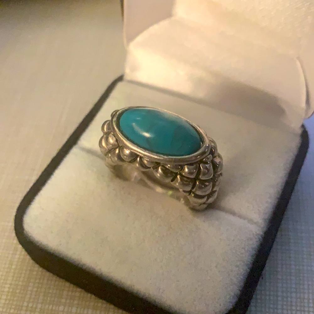 Vintage early 70’s turquoise heavy Silver Ring - Picture 7 of 11
